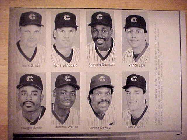 WIREPHOTO: Ryne Sandberg - [10/02/89] 'Playoff Cubs Starters' (Cubs) Baseball cards value