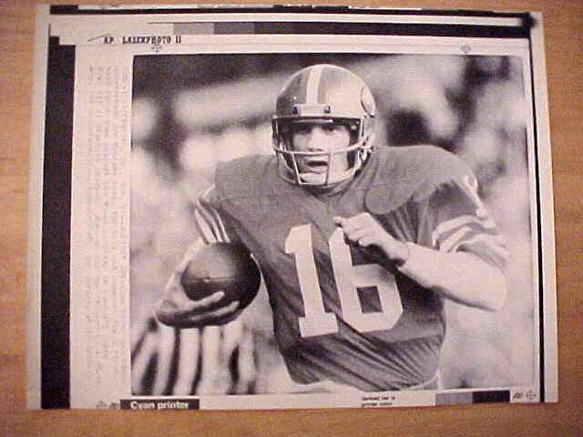 WIREPHOTO: Joe Montana - [01/21/85] 'Joltin' Joe' (49ers) Football cards value