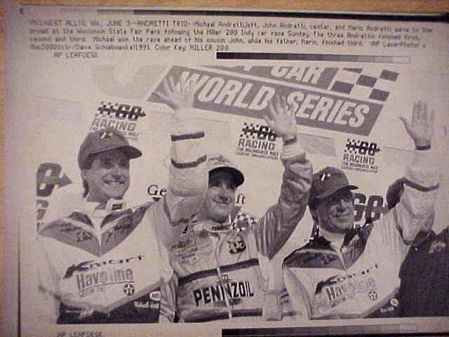 WIREPHOTO [Racing]: Mario Andretti - [06/03/91] 'Andretti Trio' Baseball cards value