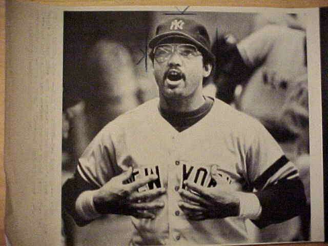 WIREPHOTO: Reggie Jackson - {07/05/80} 'What, Me Worry?' (Yankees) Baseball cards value