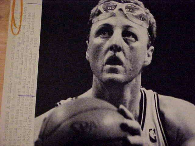 WIREPHOTO: Larry Bird - {03/09/88} 'Sporting A New Look' (Celtics) Basketball cards value