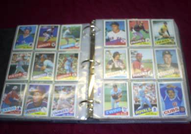 1985 topps complete set in binder sheets 792 cards baseball card sheets