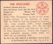 1950 Bowman Baseball card back