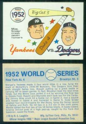1970/71 Fleer/Laughlin World Series  Baseball card front