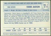 1986 Big League Chew 500 HR Club Baseball card back