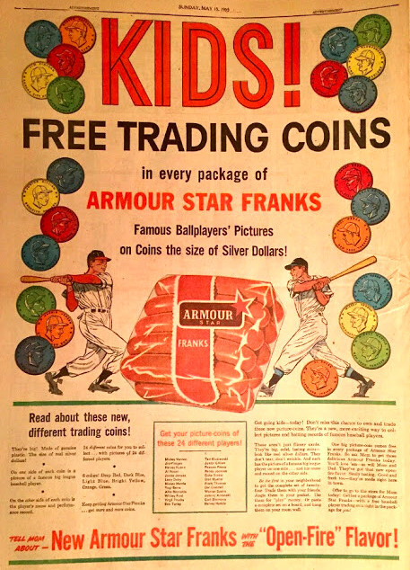 1955 Armour Baseball Coins ad