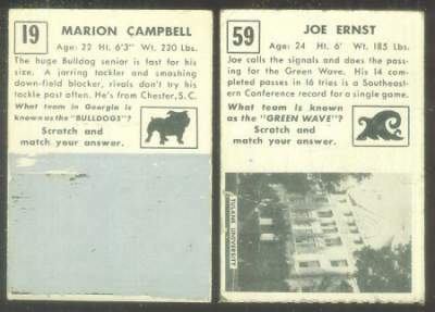 1951 Topps Magic Football card back