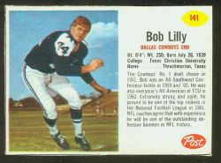 1962 Post Cereal Football card front