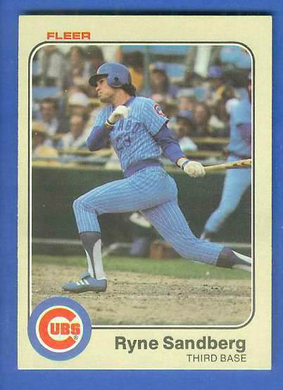 1983 Fleer #507 Ryne Sandberg ROOKIE (HALL-of-FAMER) (Cubs) Baseball cards value