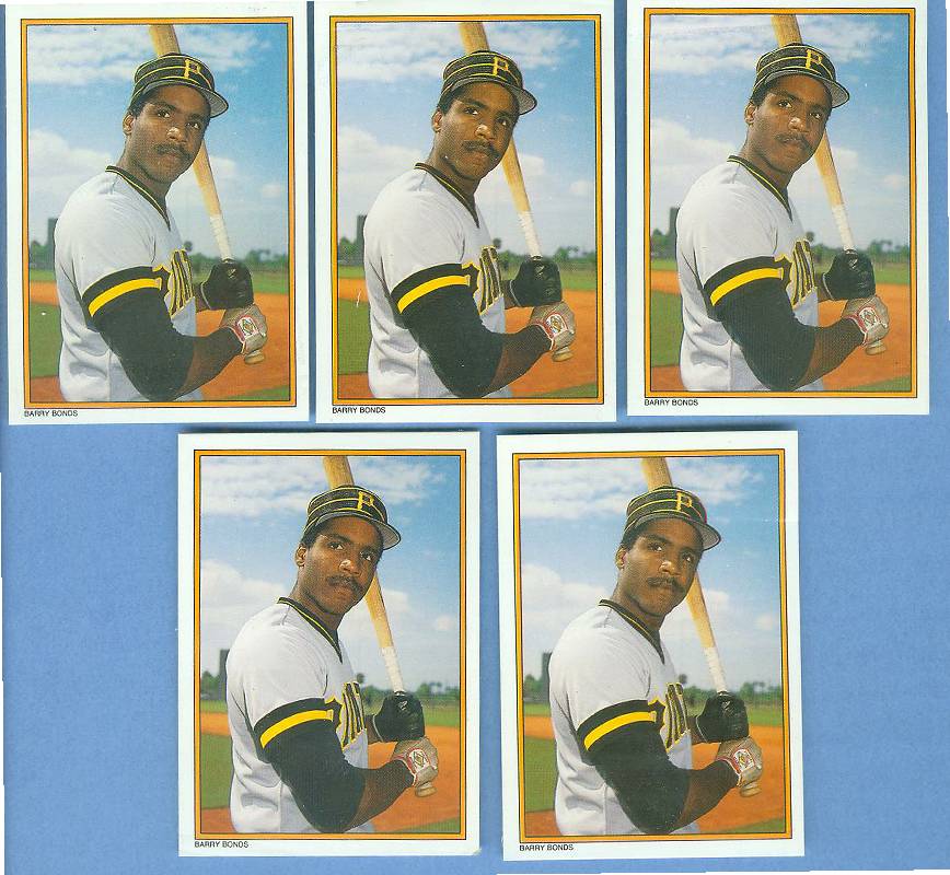 Barry Bonds - 1987 Topps GLOSSY Send-Ins #30 - LOT of ( 5) ROOKIES Baseball cards value