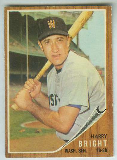 1962 Topps #551 Harry Bright HIGH # (Senators) Baseball cards value