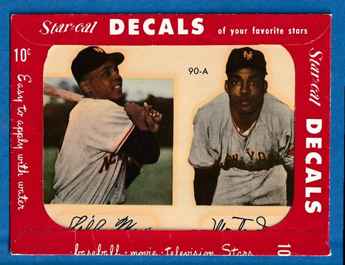 1952 Star Cal Decal [small] #90-A WILLIE MAYS/Monte Irvin (Giants) Baseball cards value