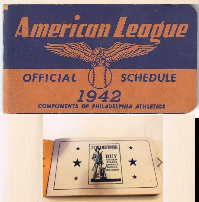  1942 American League Pocket Schedule (Compliments of the Phillies) Baseball cards value