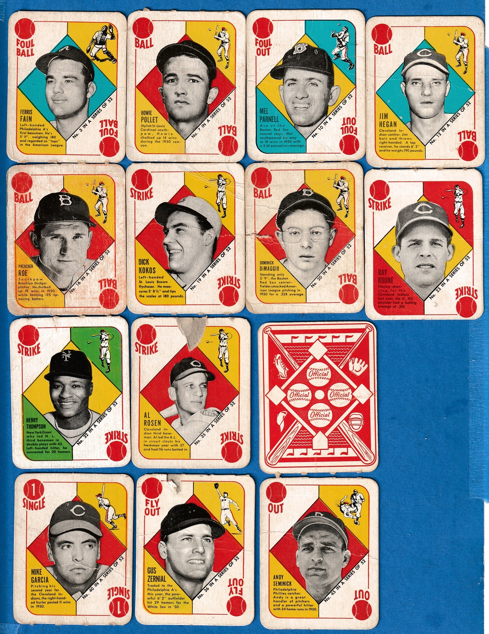 1951 Topps Red Back  - Lot of (14) different Baseball cards value