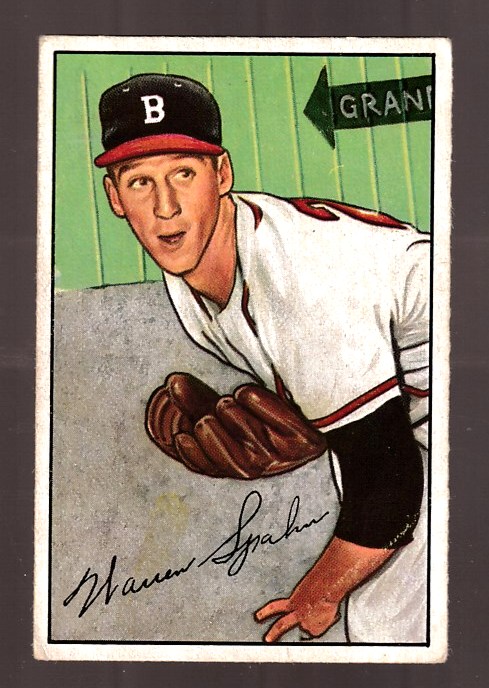 1952 Bowman #156 Warren Spahn [#] (Boston Braves) Baseball cards value