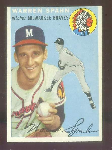1954 Topps # 20 Warren Spahn [#] (Braves) Baseball cards value