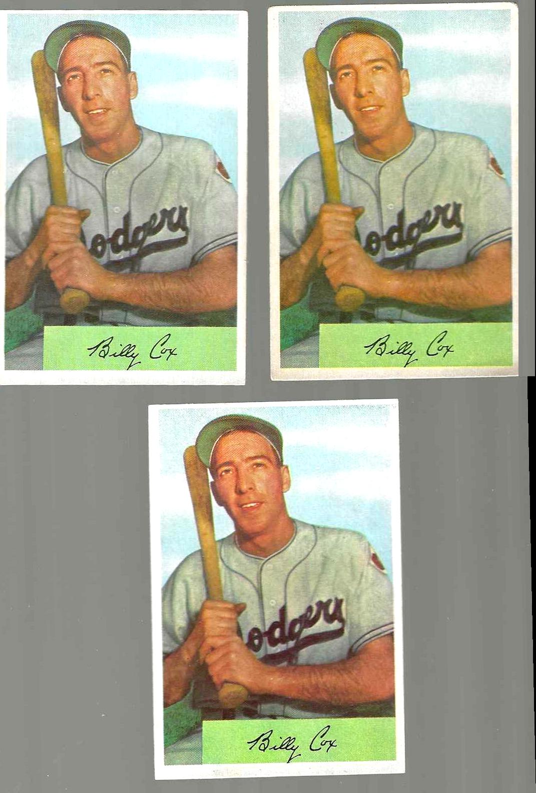 1954 Bowman # 26A Billy Cox [ERROR VAR:'Fielding 1.000'] [#] (Dodgers) Baseball cards value