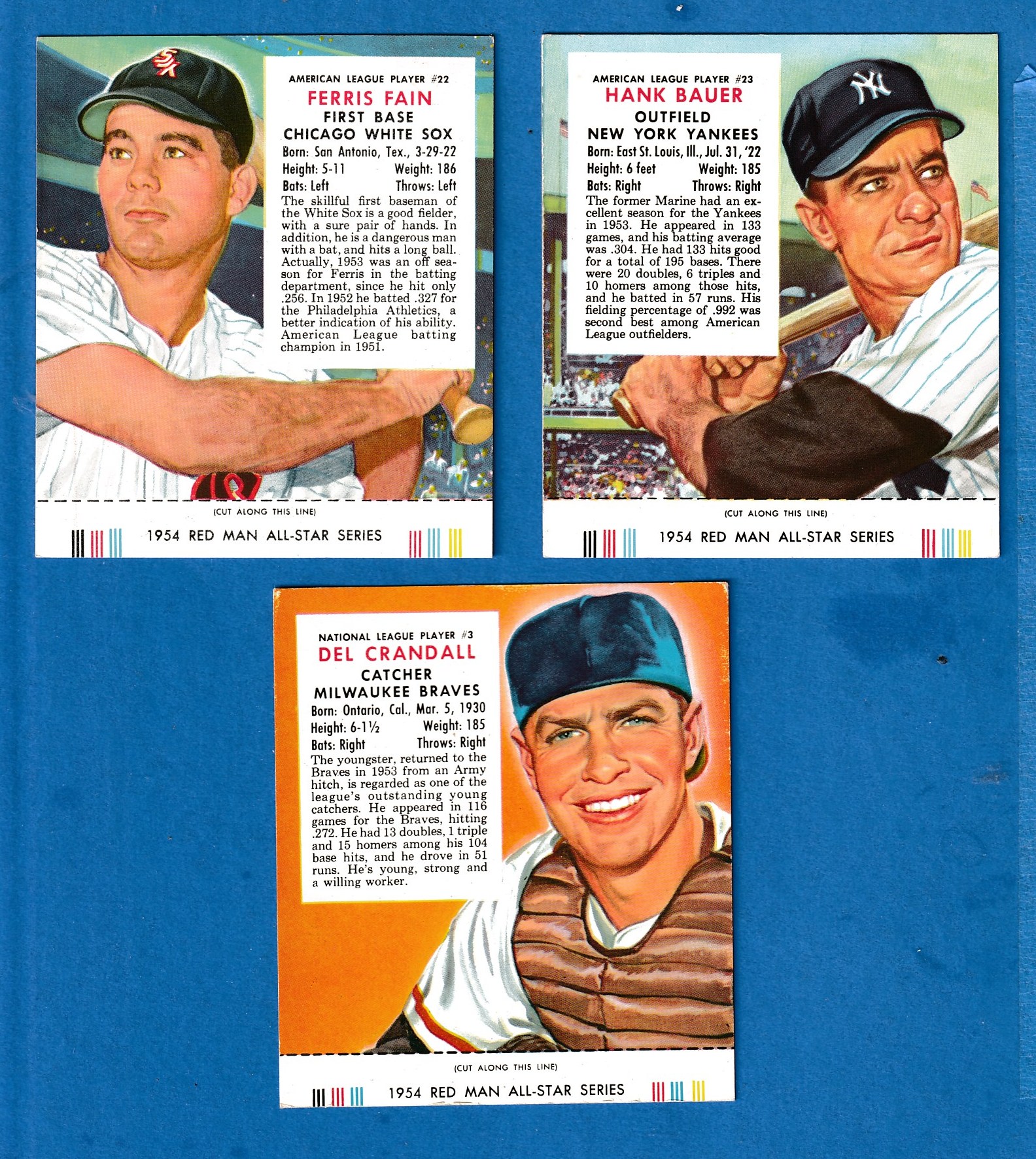 1954 Red Man w/TAB #AL23 Hank Bauer (Yankees) Baseball cards value
