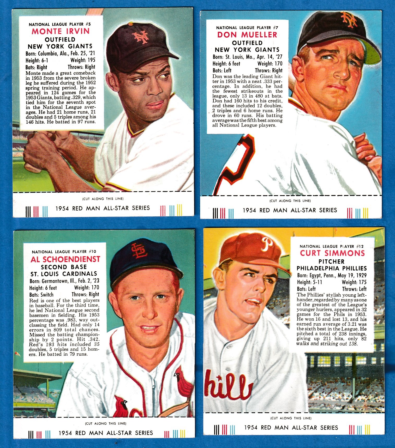 1954 Red Man w/TAB #NL.5 Monte Irvin (Giants) Baseball cards value
