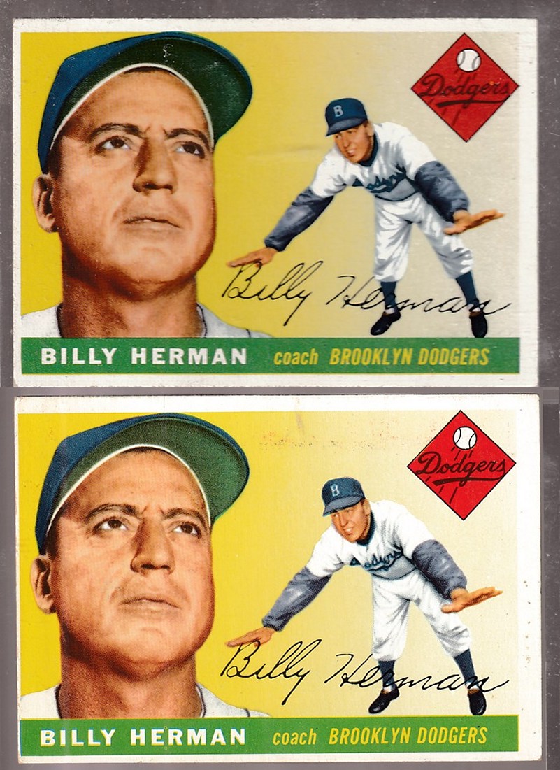 1955 Topps # 19 Billy Herman COACH [#] (Brooklyn Dodgers) Baseball cards value