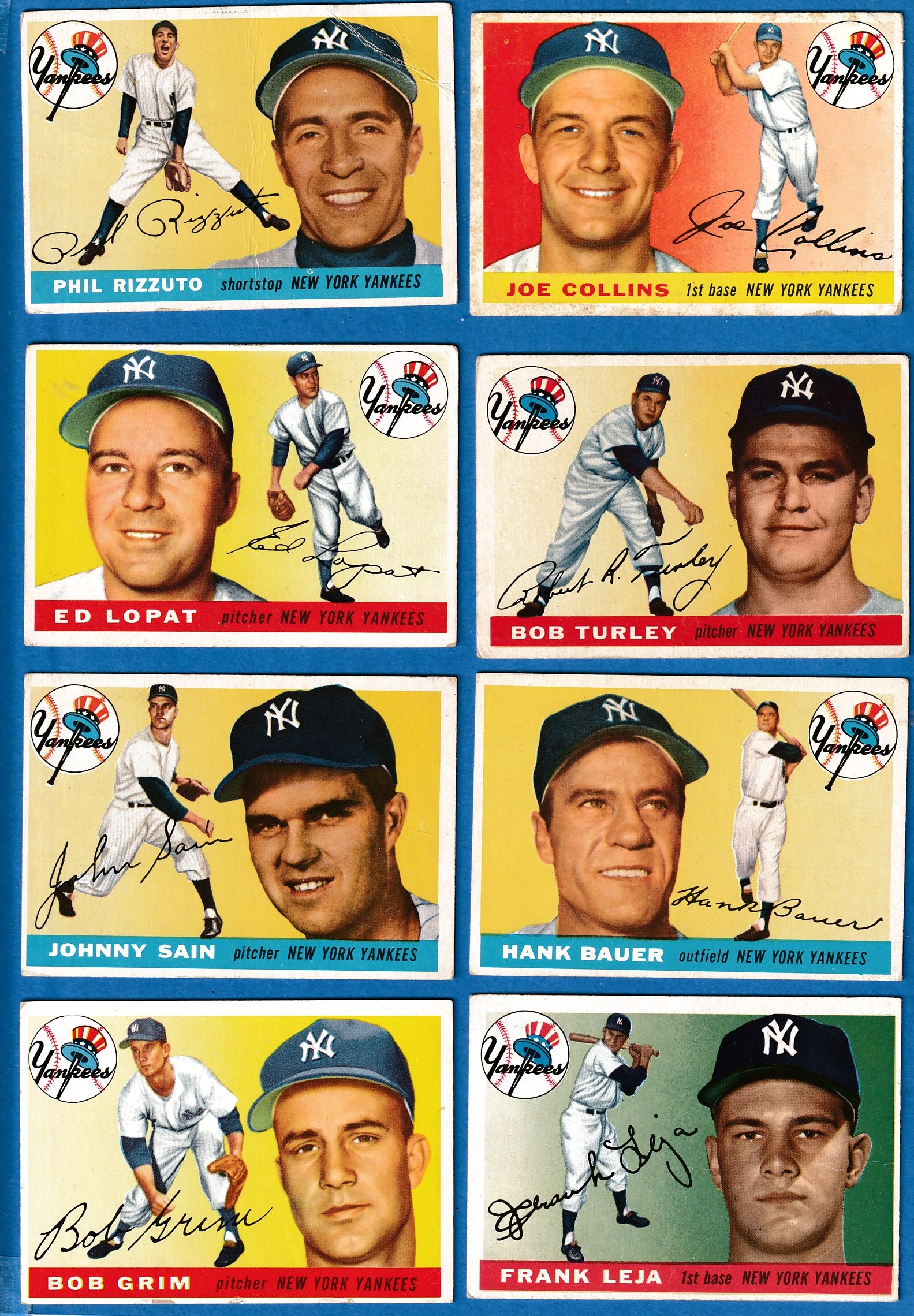 1955 Topps  - Yankees Starter Team Set/Lot with (8) different Baseball cards value