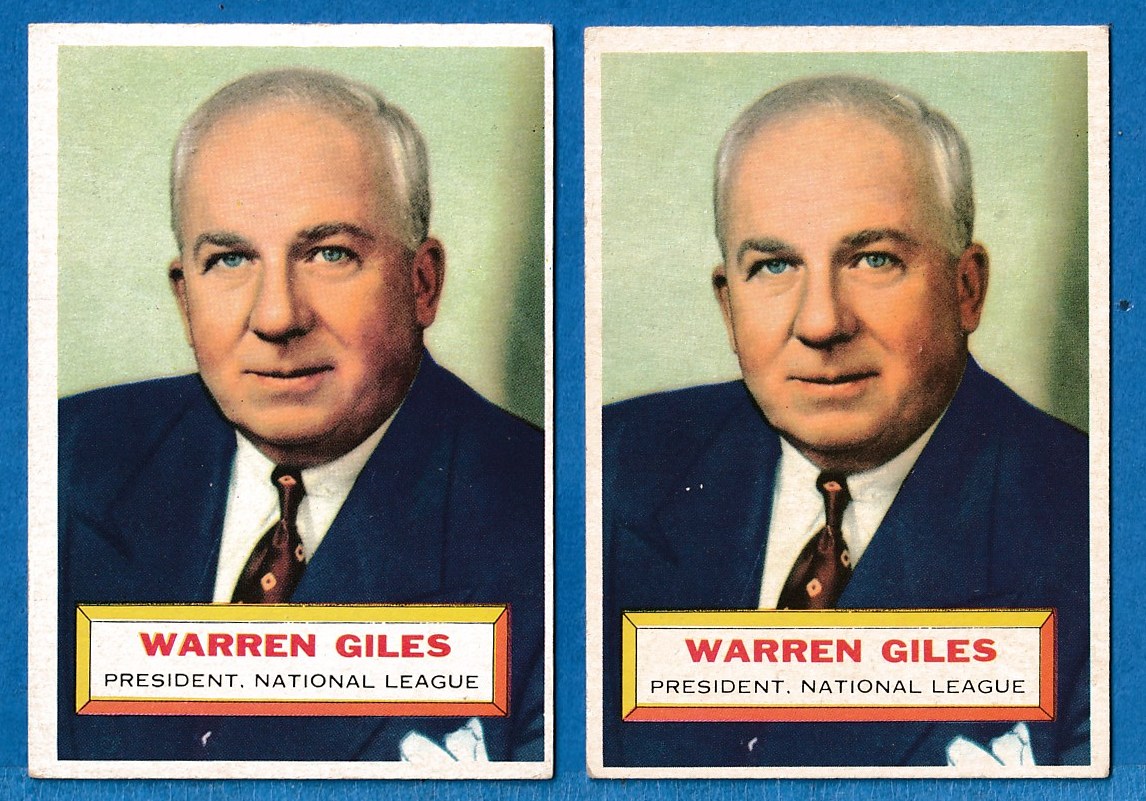 1956 Topps #  2 Warren Giles ROOKIE [GB] [#] (N.L. President) Baseball cards value