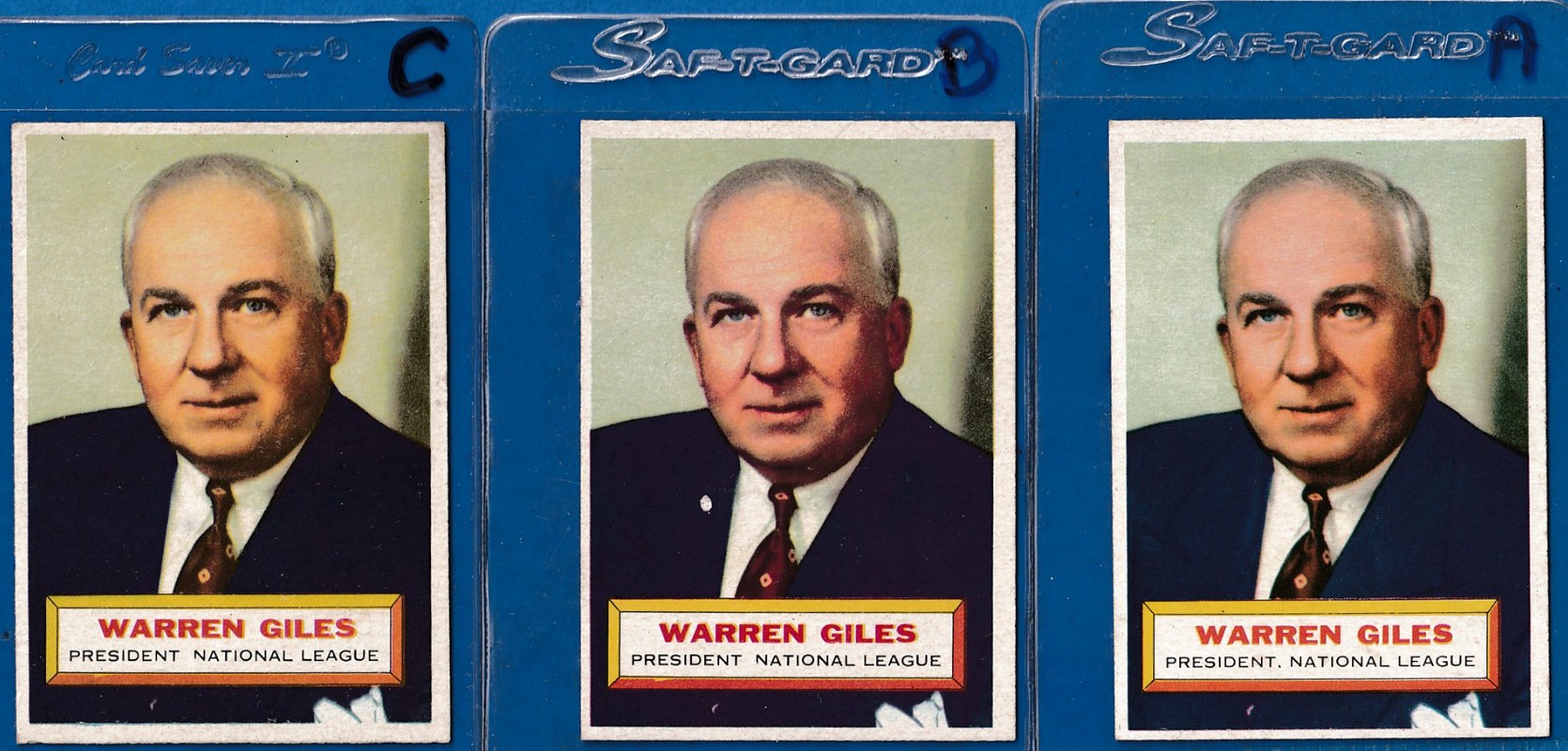 1956 Topps #  2 Warren Giles ROOKIE  [WB] [#] (N.L. President) Baseball cards value