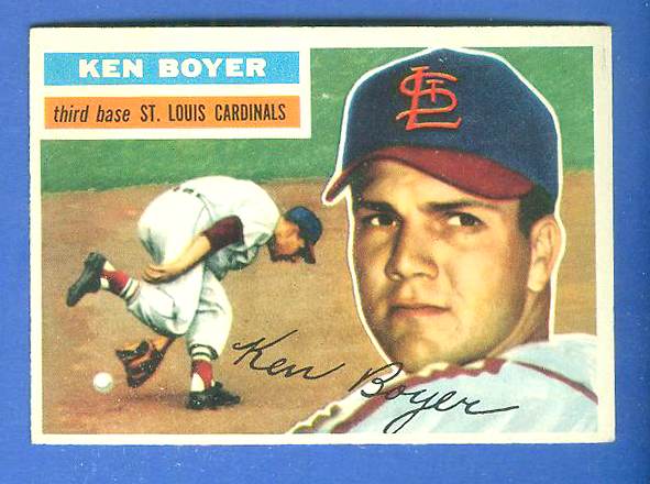1956 Topps # 14 Ken Boyer [GB] (2nd year card) [#] (Cardinals) Baseball cards value