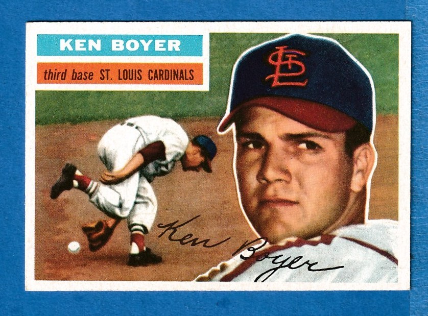 1956 Topps # 14 Ken Boyer  [WB] (2nd year card) [#] (Cardinals) Baseball cards value