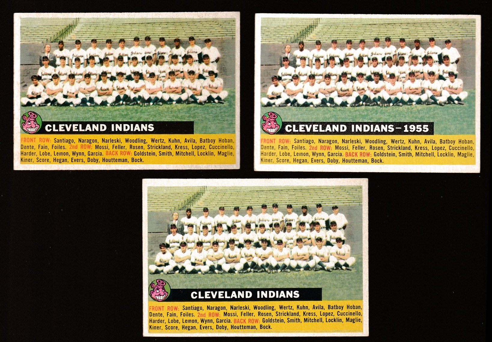 1956 Topps # 85 Indians TEAM card [#] [VAR:Name CENTERED] Baseball cards value