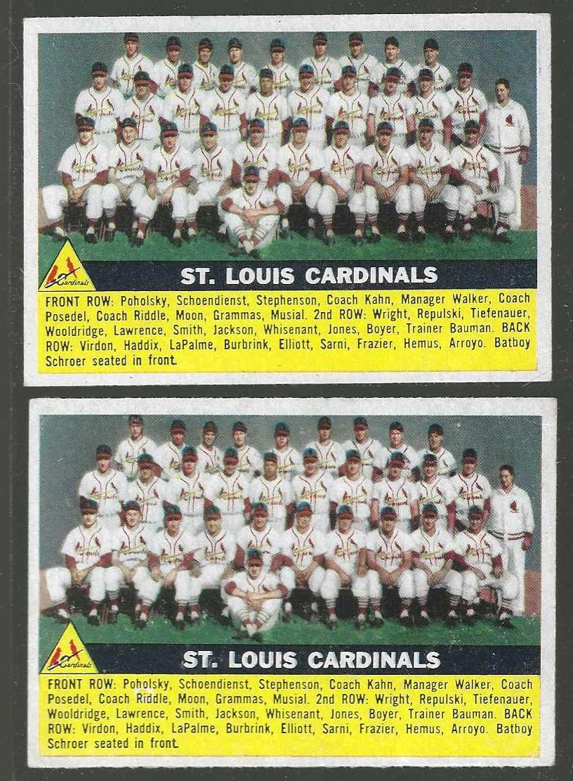 1956 Topps #134 Cardinals TEAM Card [#] Baseball cards value