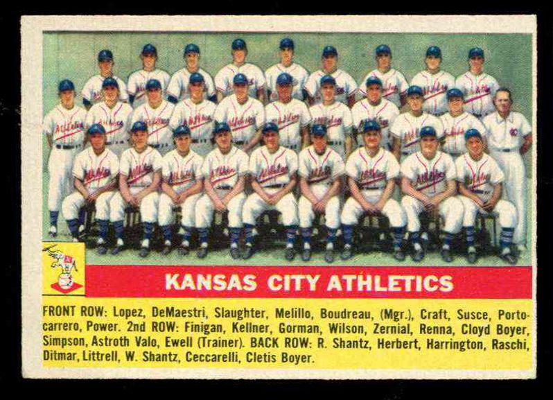 1956 Topps #236 Kansas City Athletics TEAM card [#] (A's) Baseball cards value