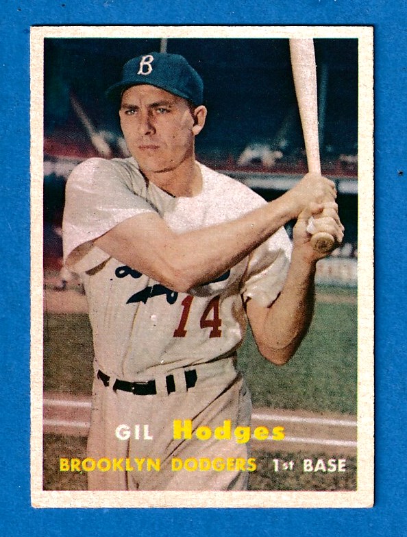 1957 Topps # 80 Gil Hodges [#] (Brooklyn Dodgers) Baseball cards value