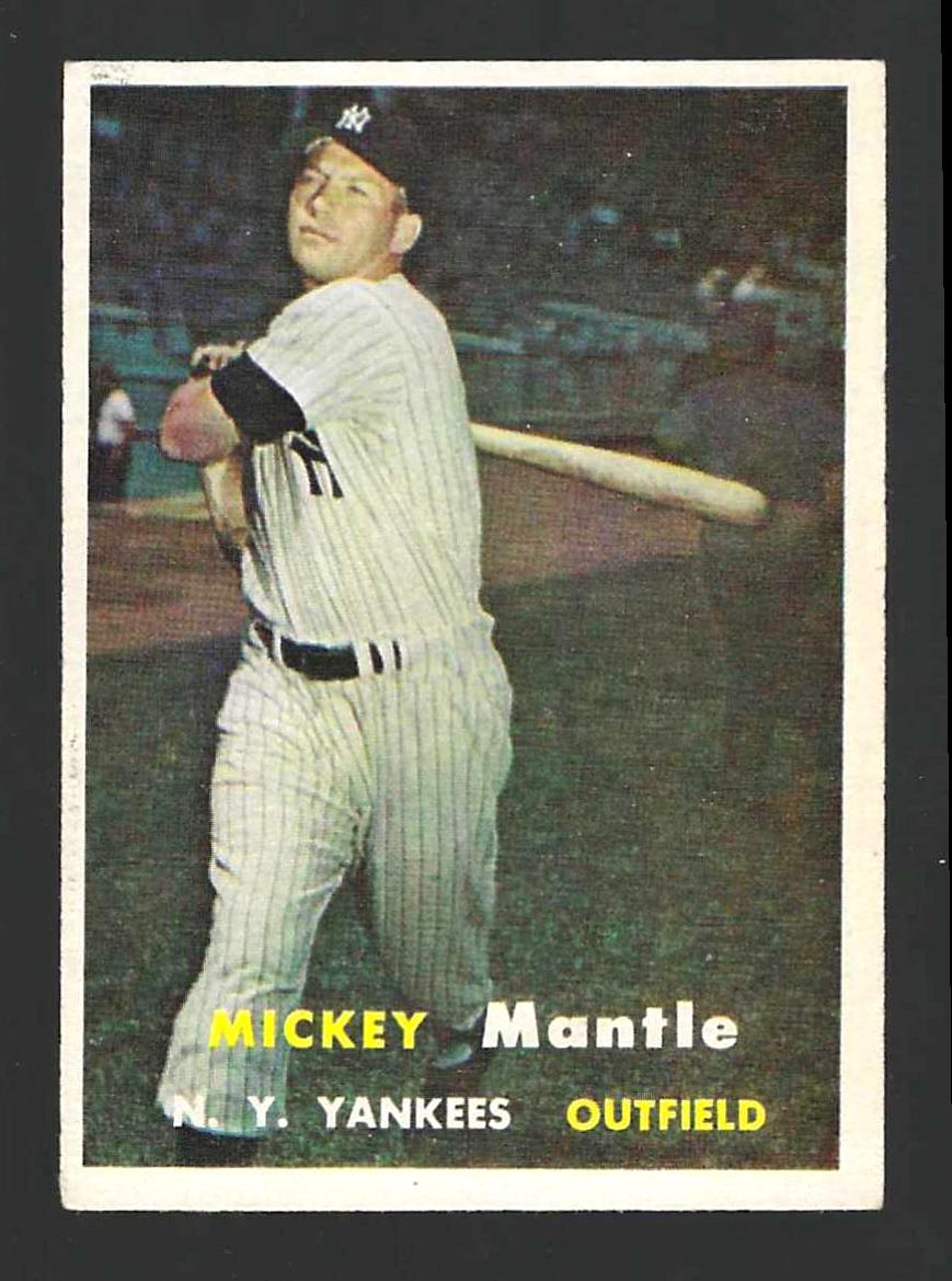 1957 Topps # 95 Mickey Mantle [#] (Yankees) Baseball cards value