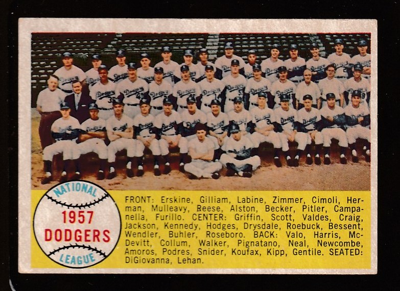1958 Topps # 71 Dodgers TEAM card [#] Baseball cards value