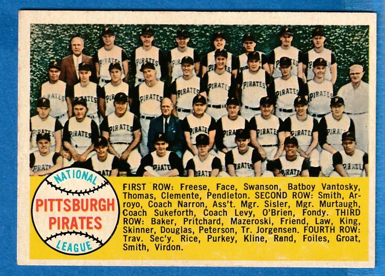 1958 Topps #341 Pirates TEAM card [#] with Roberto Clemente ! Baseball cards value