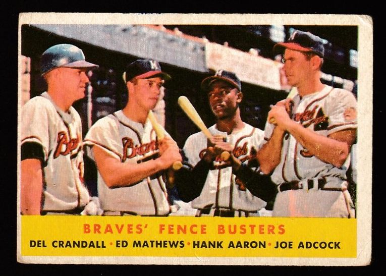 1958 Topps #351 'Braves Fence Busters' w/Hank Aaron [#] Baseball cards value