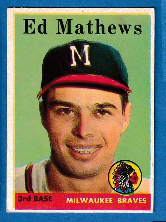 1958 Topps #440 Eddie Mathews [#] (Braves) Baseball cards value
