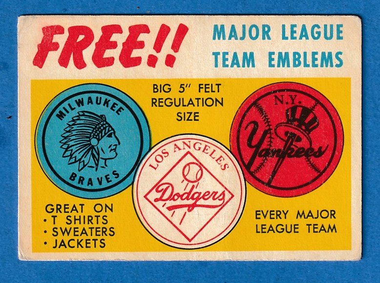  1958 Topps #AD Team Emblems Advertising card [#] Baseball cards value