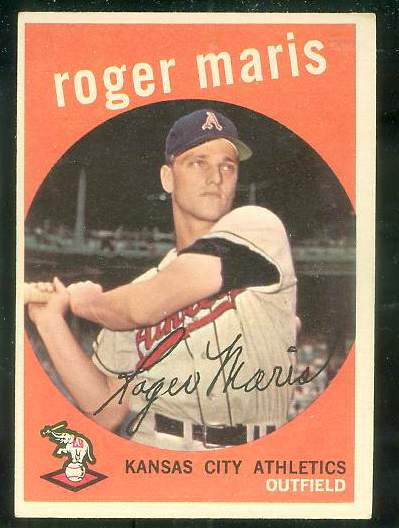 1959 Topps #202 Roger Maris (2nd year card) [#] (Kansas City A's) Baseball cards value