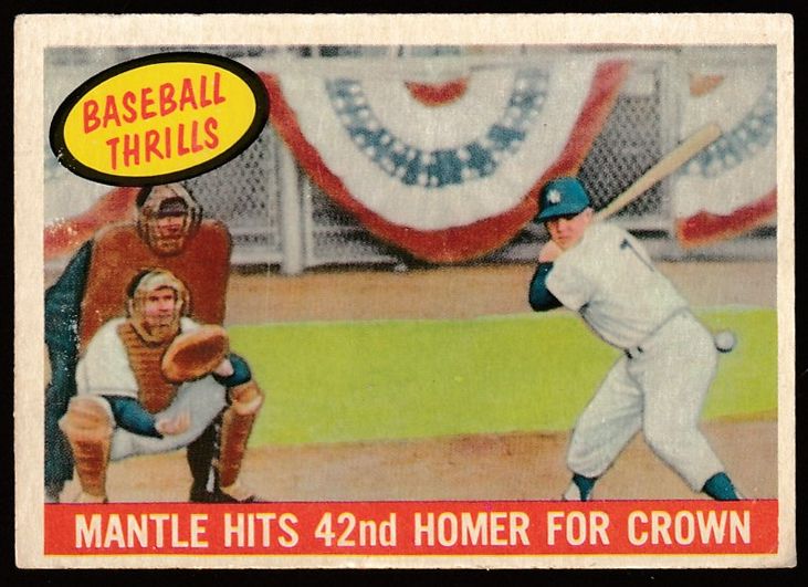 1959 Topps #461 Mickey Mantle 'Baseball Thrills' [#] (Yankees) Baseball cards value