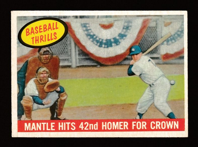 1959 Topps #461 Mickey Mantle 'Baseball Thrills' [#] (Yankees) Baseball cards value