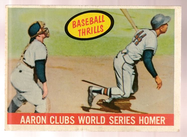 1959 Topps #467 Hank Aaron 'Baseball Thrills' [#z] (Braves) Baseball cards value