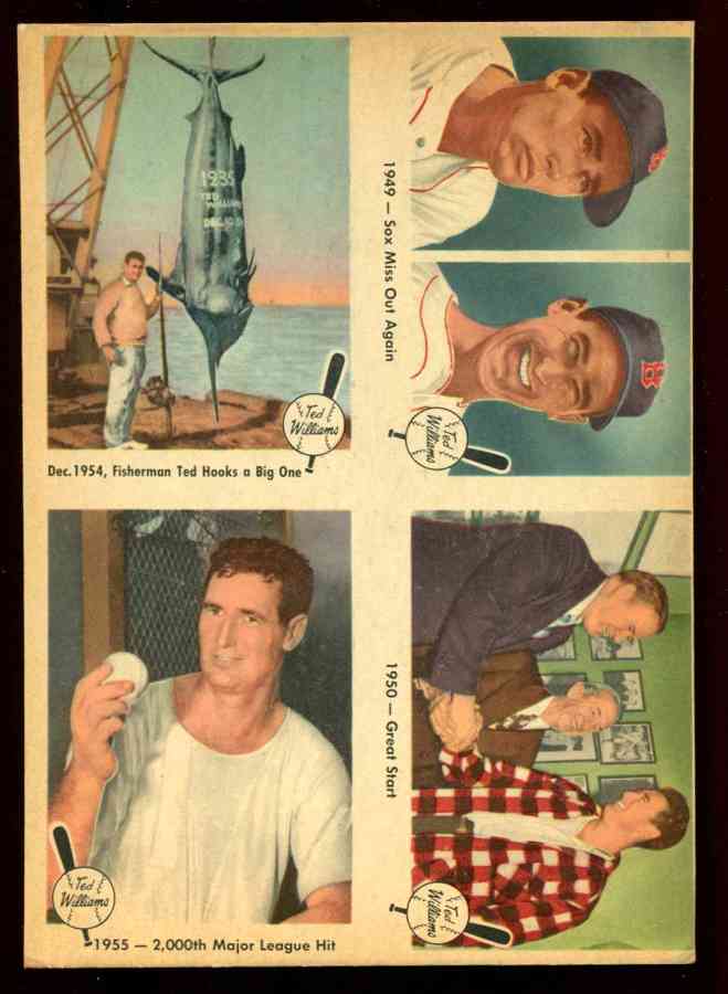  1959 Fleer Ted Williams  4-Card UN-CUT Panel !!! (#37,39,54,56) Baseball cards value