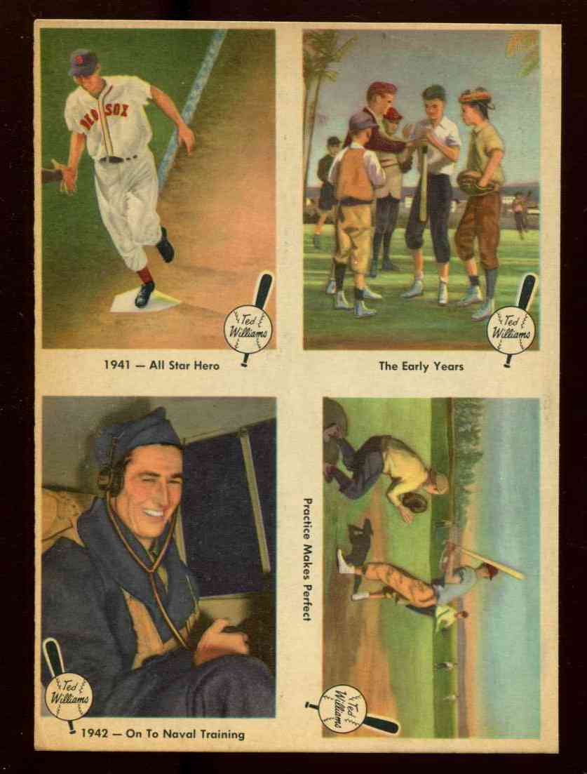  1959 Fleer Ted Williams  4-Card UN-CUT Panel !!! (#1,#3,#18,#20) Baseball cards value