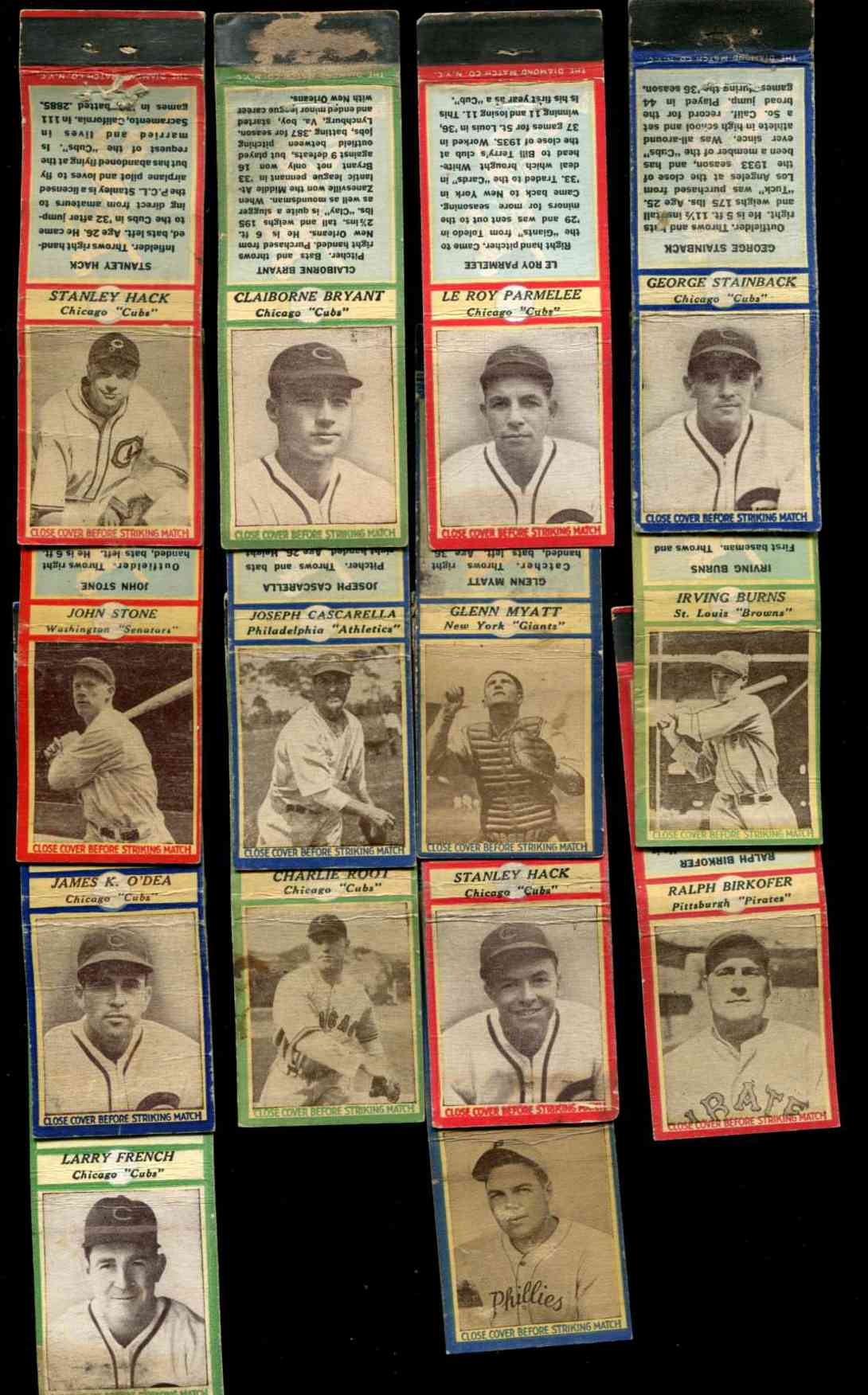 1935-36 Diamond Matchbooks - Lot of (14) 13 with Strikers Baseball cards value