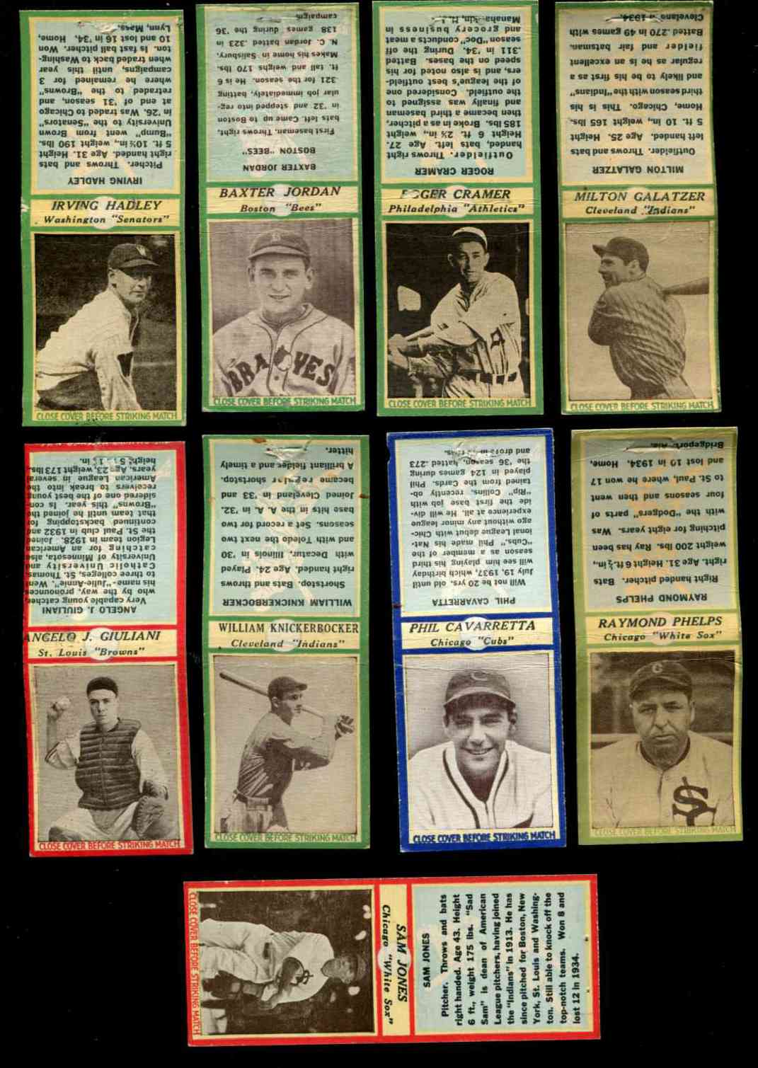 1935-36 Diamond Matchbooks - Lot of (9) Baseball cards value