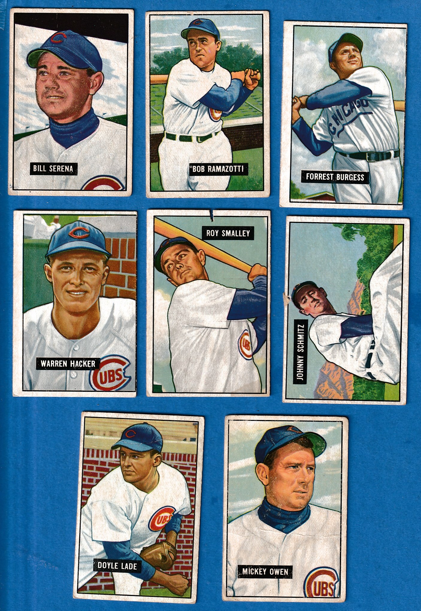 1951 Bowman  - CUBS - Starter Team Set (8 different w/2 Hi#'s) Baseball cards value