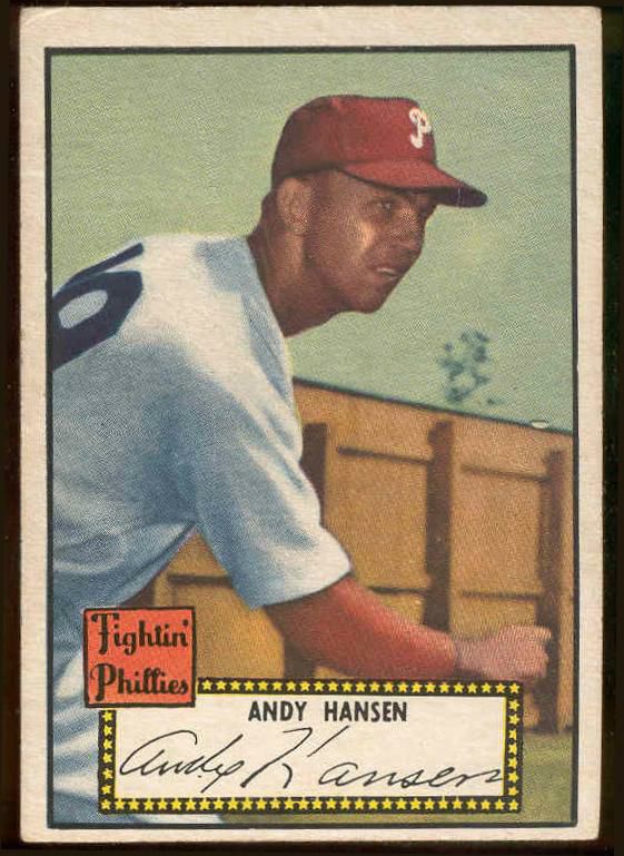 1952 Topps # 74 Andy Hansen BLACK-BACK (Phillies) Baseball cards value