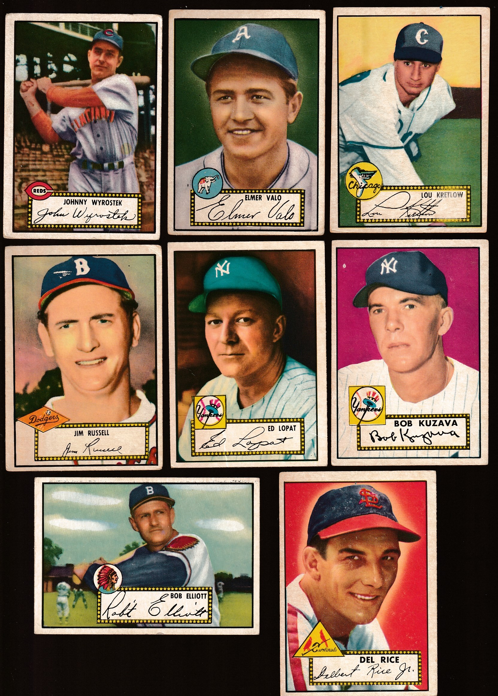 1952 Topps # 13 Johnny Wyrostek BLACK-BACK (Reds) Baseball cards value